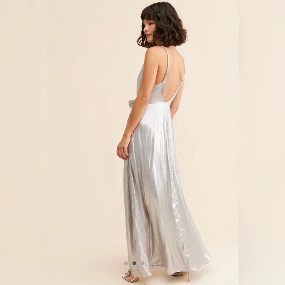 Free People Jocelyn Wrap Maxi Dress Silver - Picture 2 of 7